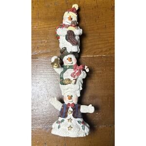 Christmas Stacking Snowmen Polyresin Stocking,and Candy Cane Snowmen 10 Inch